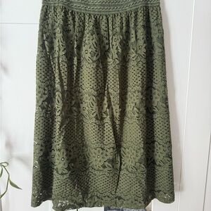 Olive Green Lace A-Line Women's Skirt
